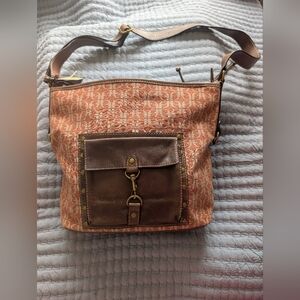Fossil Orange and Brown Crossbody Bag